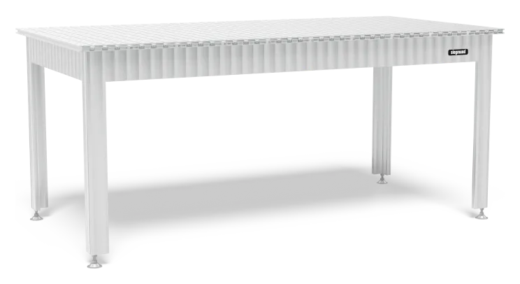 Siegmund S16 Moduláris munkaasztal 2000x1000 mm hornyos-furatos alumínium asztallappal