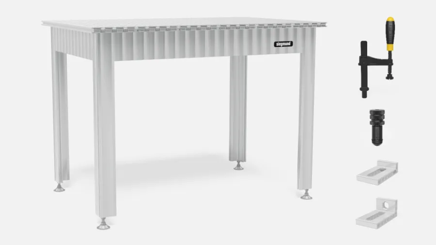 Siegmund S16 Moduláris munkaasztal 1200×800 mm hornyos-furatos alumínium asztallappal