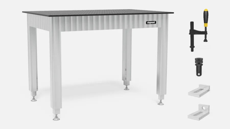 Siegmund S16 Moduláris munkaasztal 1200×800 mm furatrácsos plazmanitridált acél asztallappal