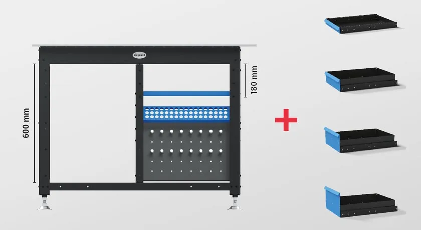 Siegmund Workstation munkapad fiókokkal