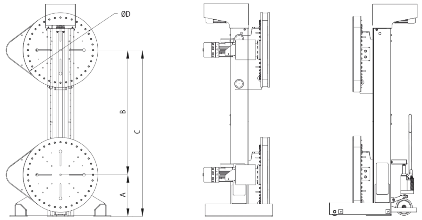 Siegmund Synchrolift forgatóberendezés méretei